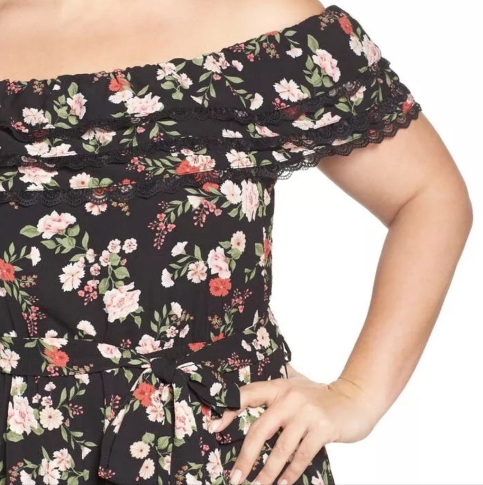 🏷️City Chic Free Love Floral Off The Shoulder Maxi Dress Plus Size 20 - Picture 3 of 4